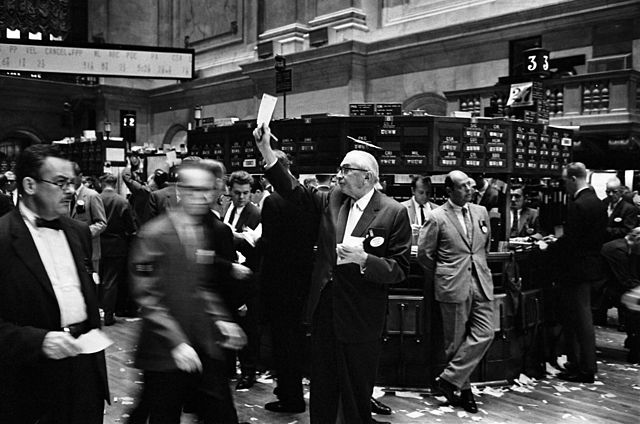 Historical stock exchange trading floor