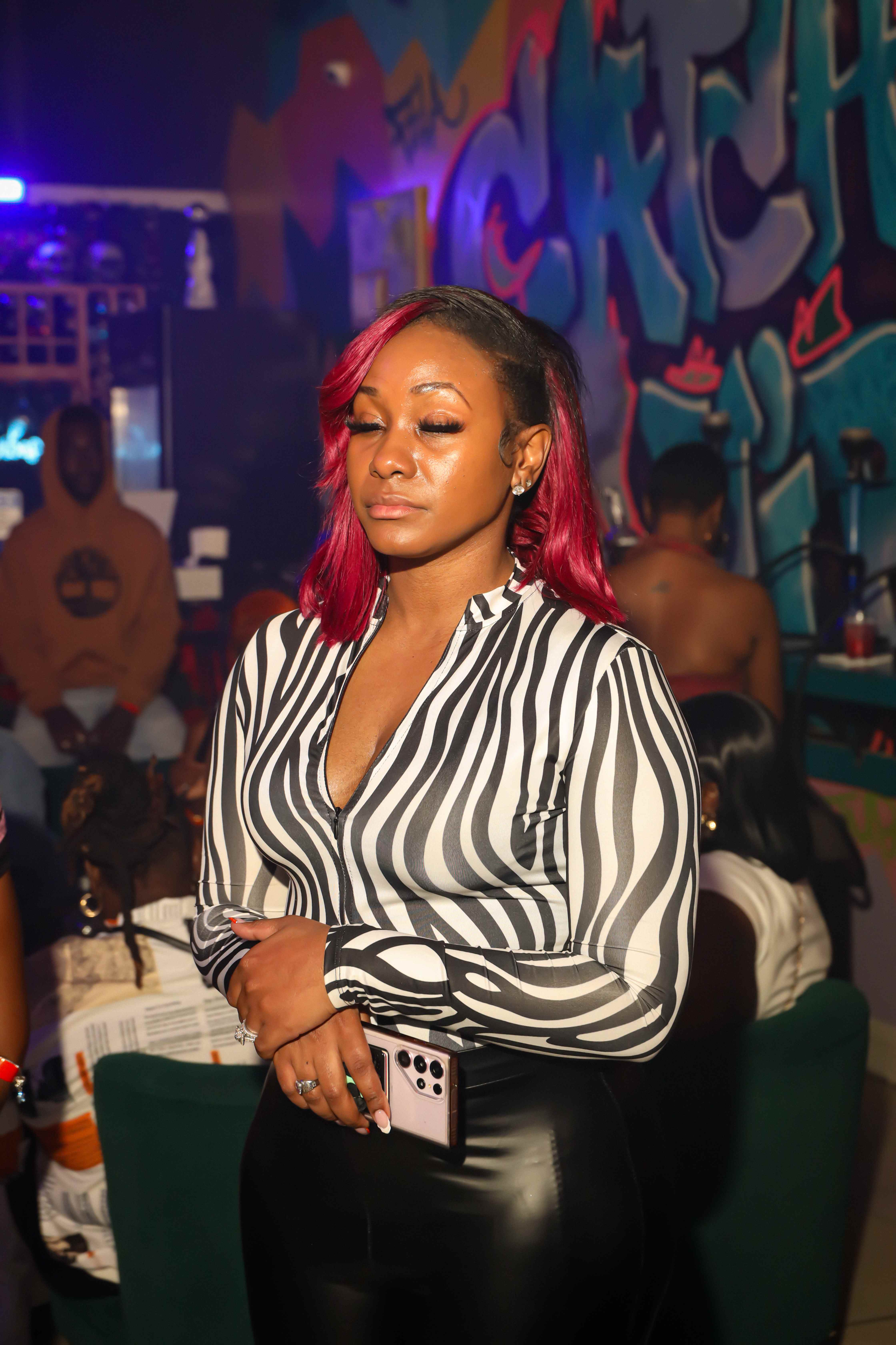 Stylish guest at graffiti section