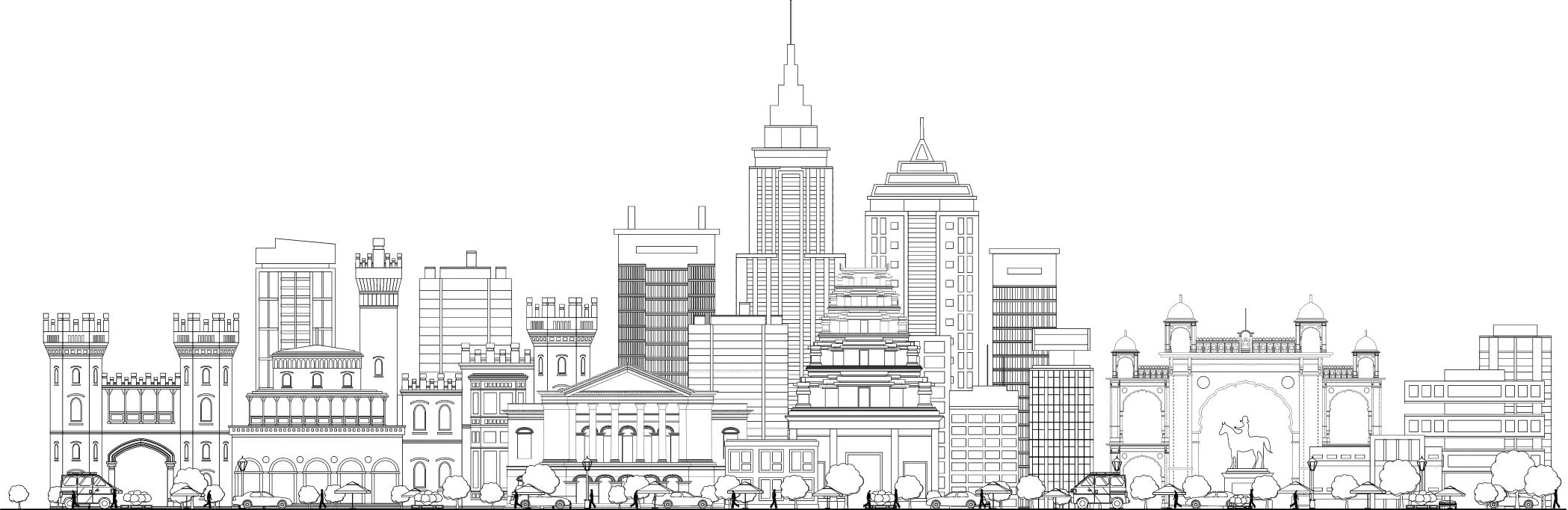 Detailed cityscape illustration