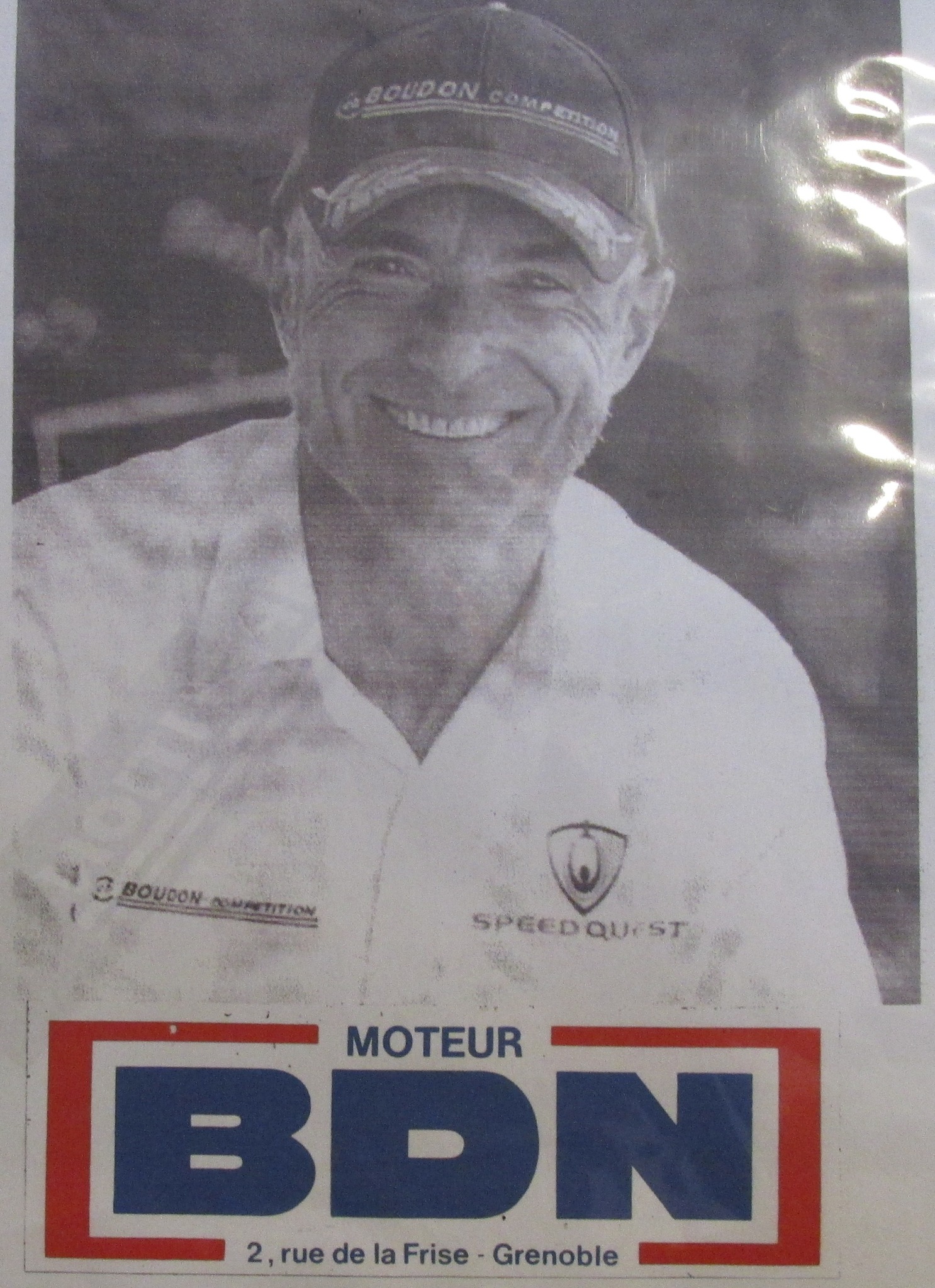 Christian Boudon wearing Boudon Competition cap with BDN Moteur logo