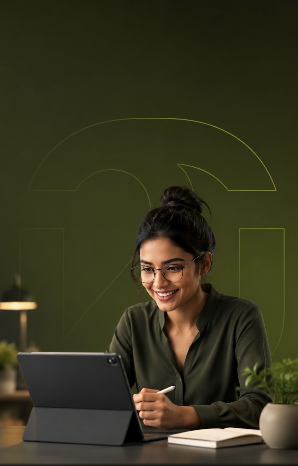 Experienced online Malayalam teacher using a tablet
