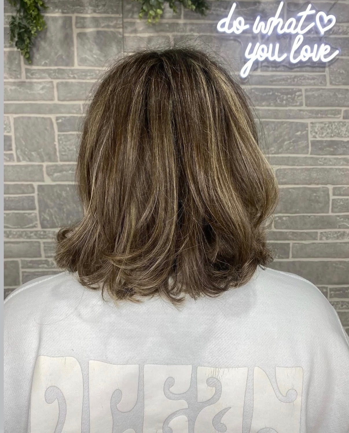 Dimensional brunette bob with subtle highlights