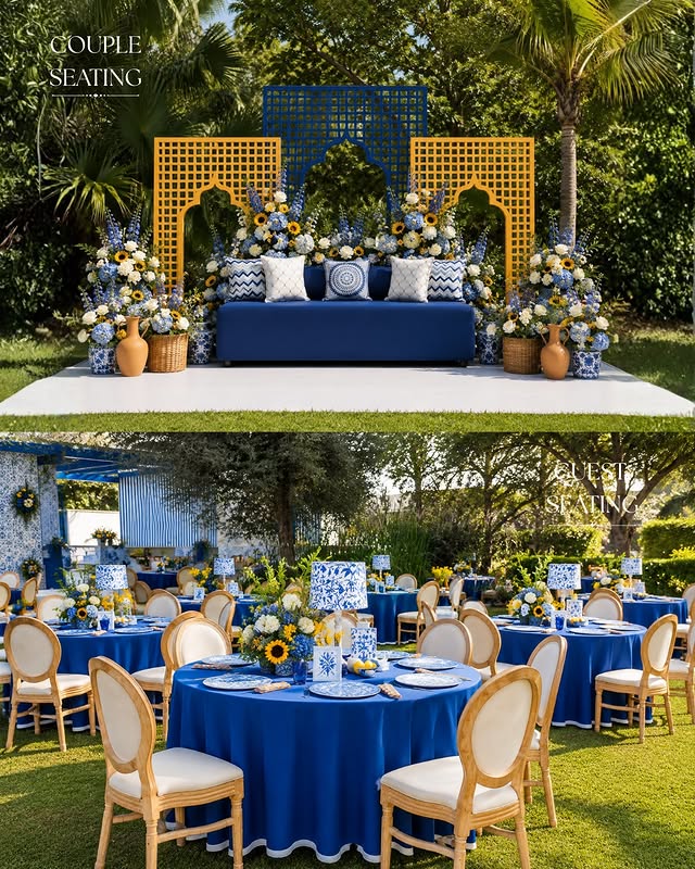 Blue & Gold Dining Setup