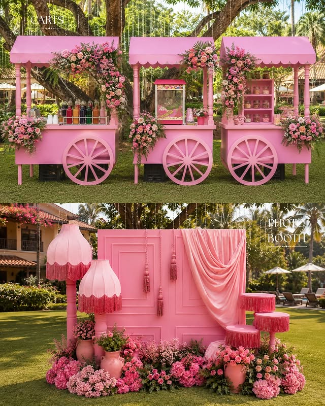 Pink Vendor Carts & Photo Booth