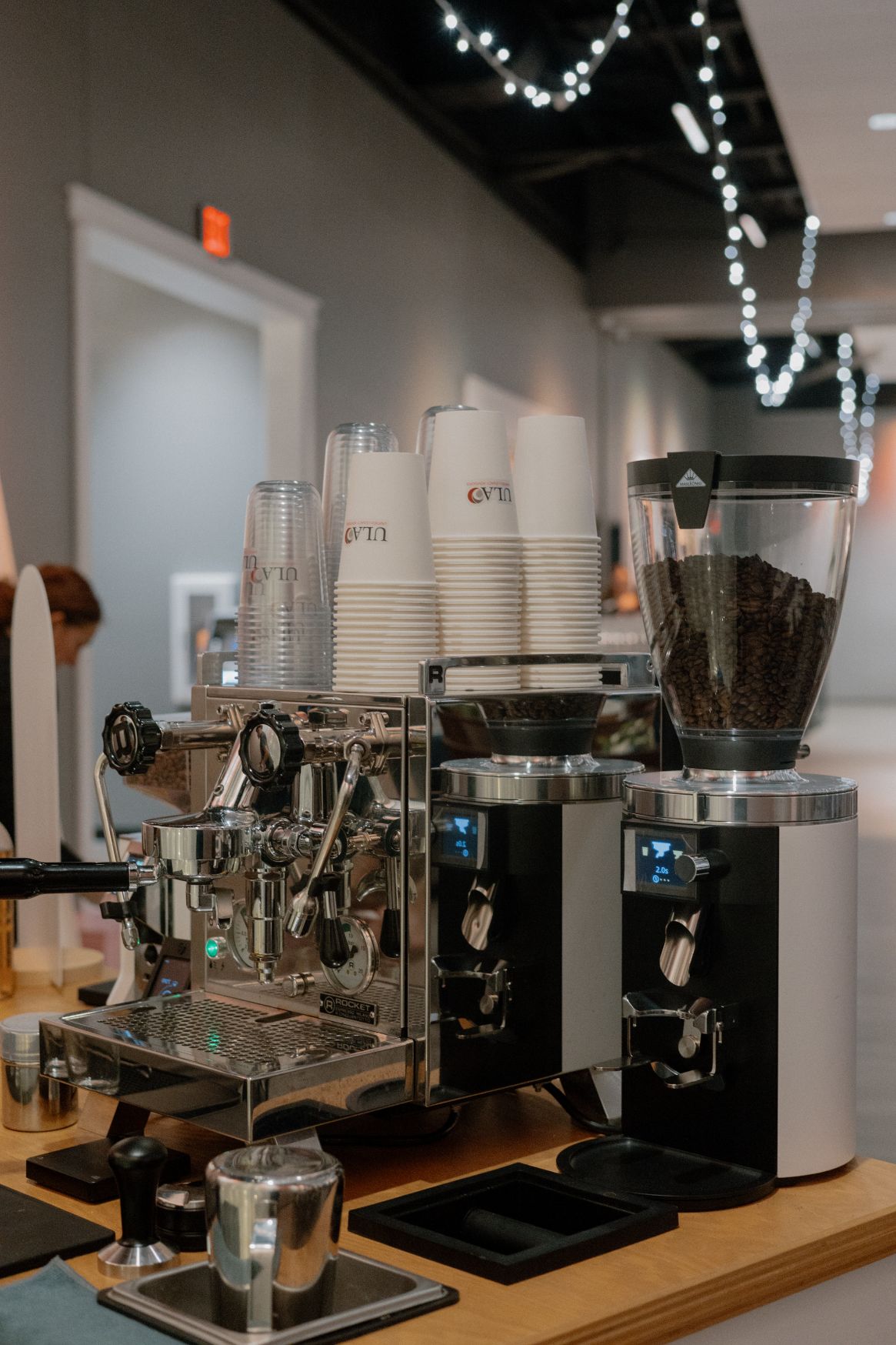 Professional Rocket espresso machine and grinders - Premium coffee equipment for event hire Omaha NE