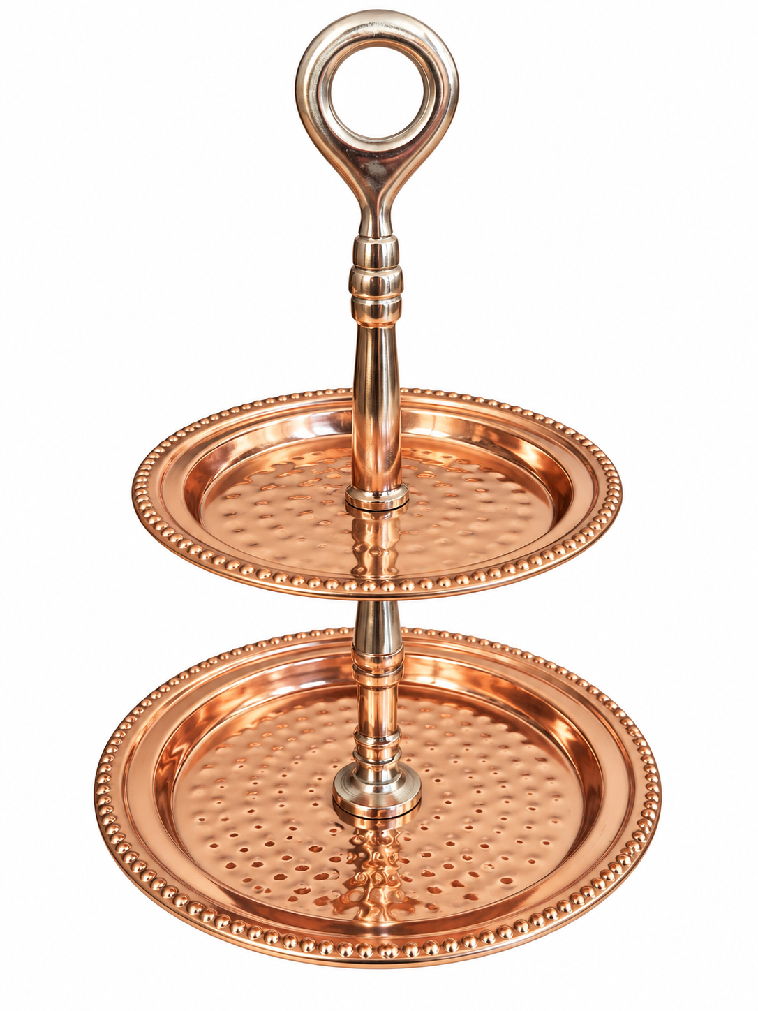 Copper Hammered 2-Tier Dessert Stand