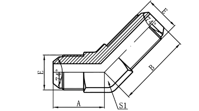 6J4 - 45°JIC Male 74°Cone Bulkhead