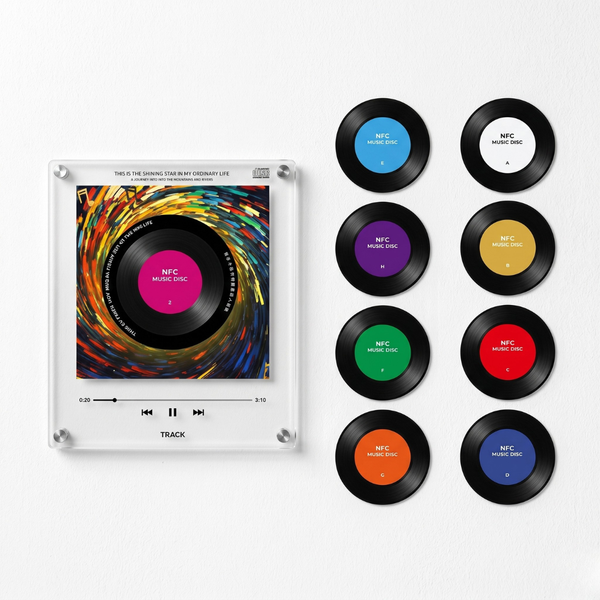 Wavox NFC Music Disc Player with colorful vinyl discs