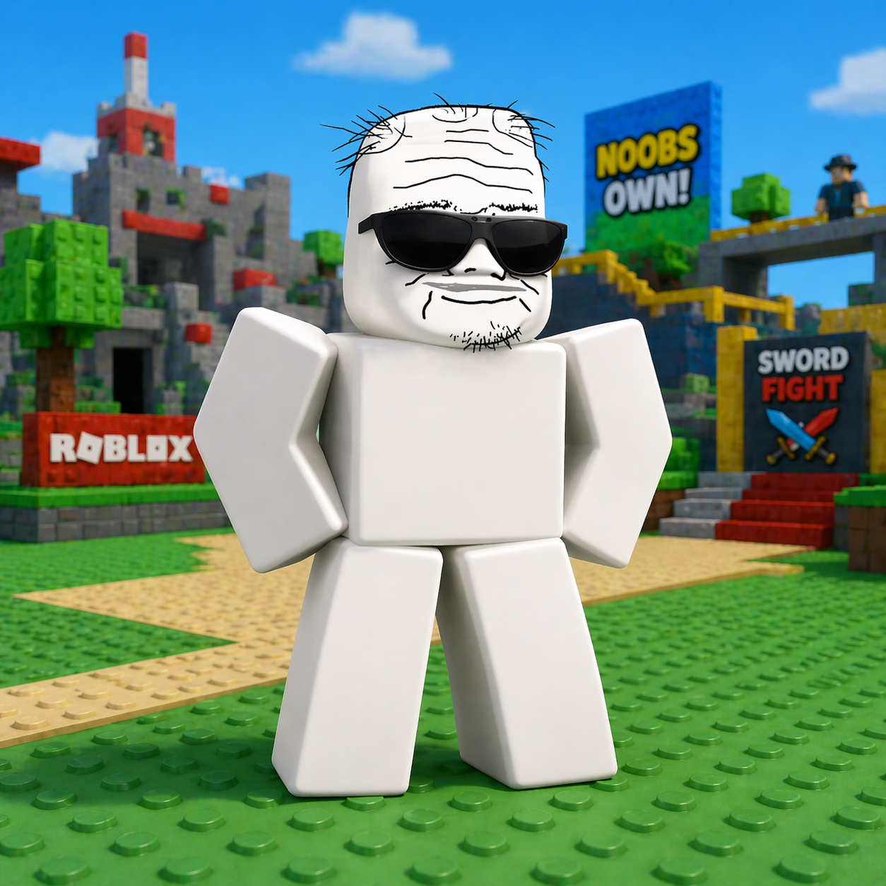 Roblunc standing in the Roblox world