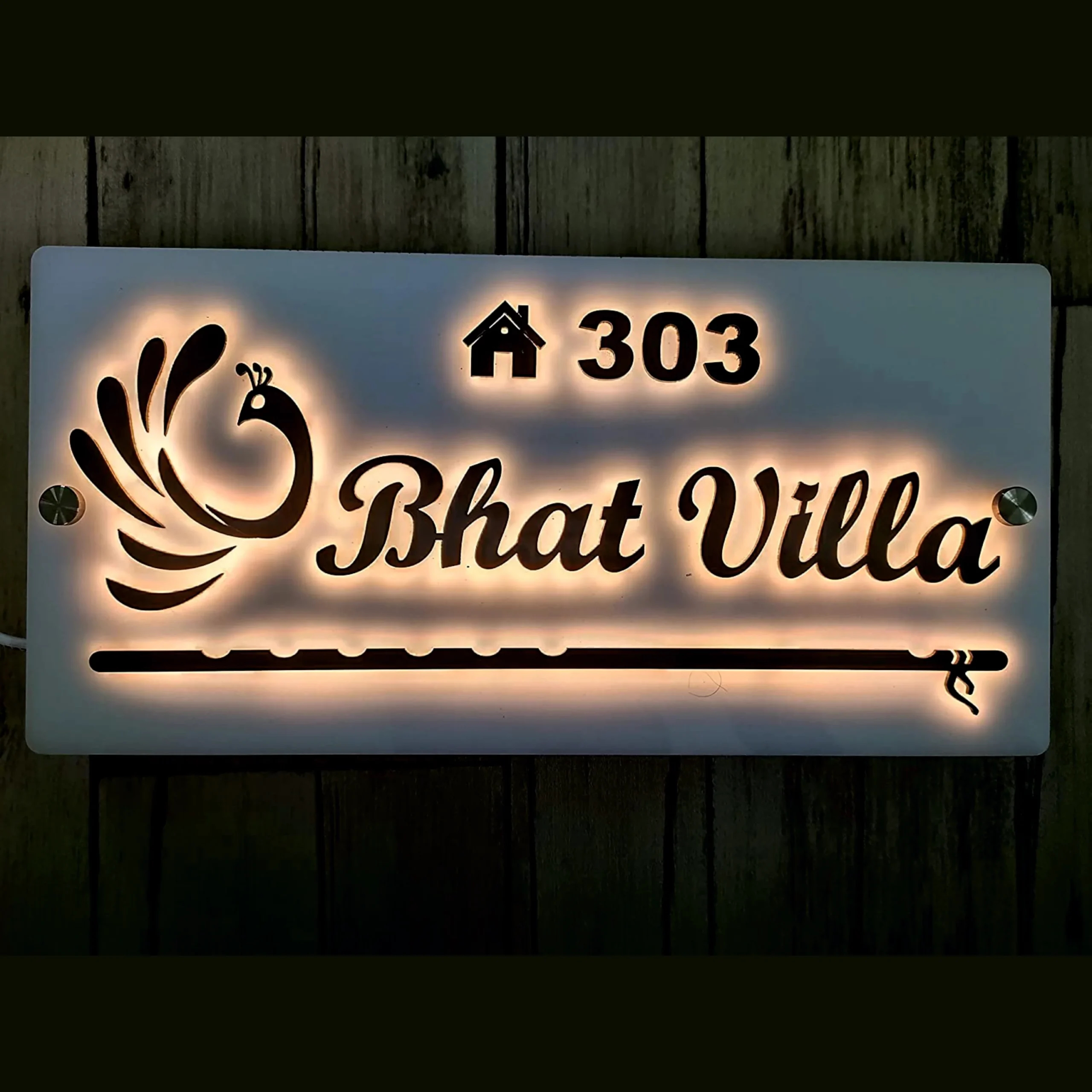LED Backlit Peacock Villa Board