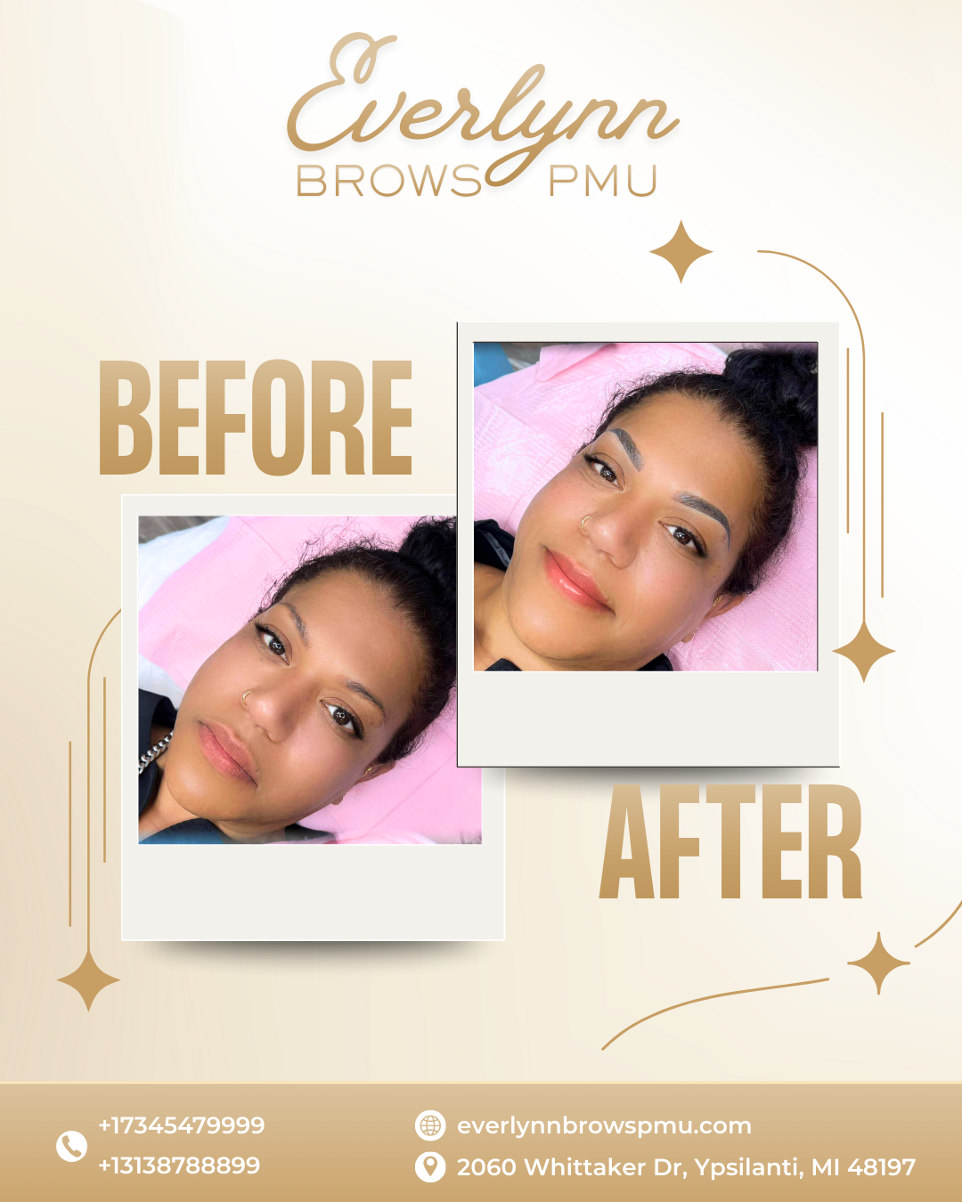 Before and After Brow Transformation with Polaroid Style