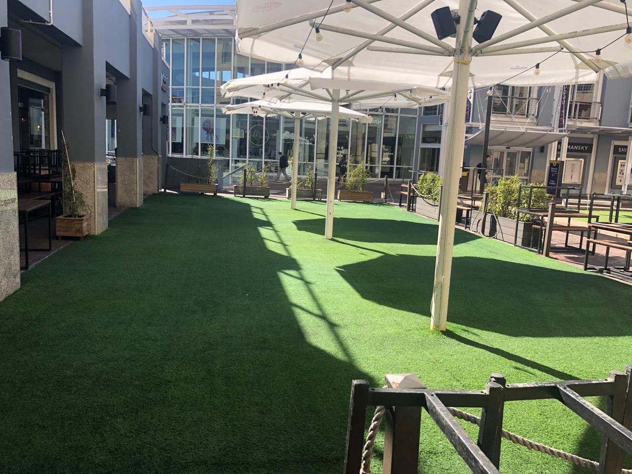 Dirty outdoor patio turf before cleaning