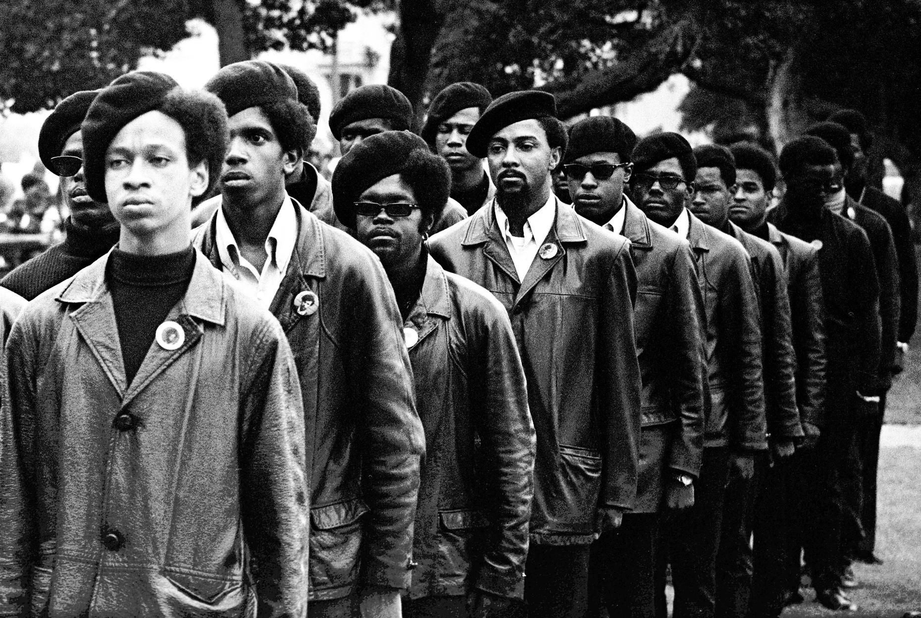 Black Panther Party members standing in formation
