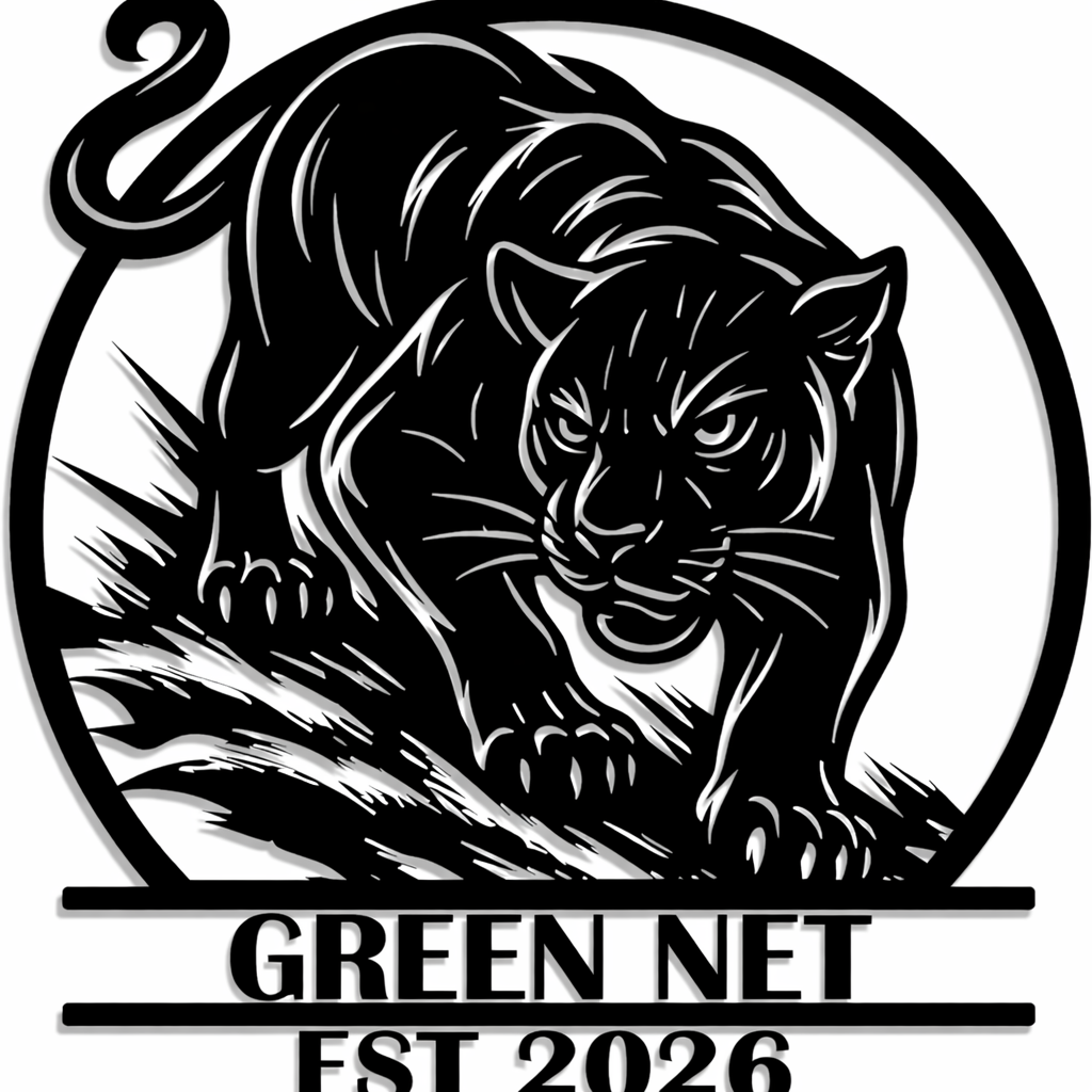 Green Net Panther Logo - Est 2026