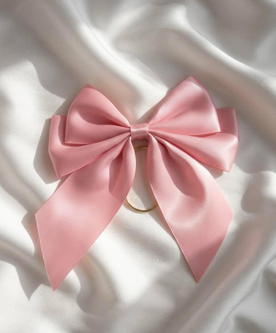 Large Pink Silk Bow Charm