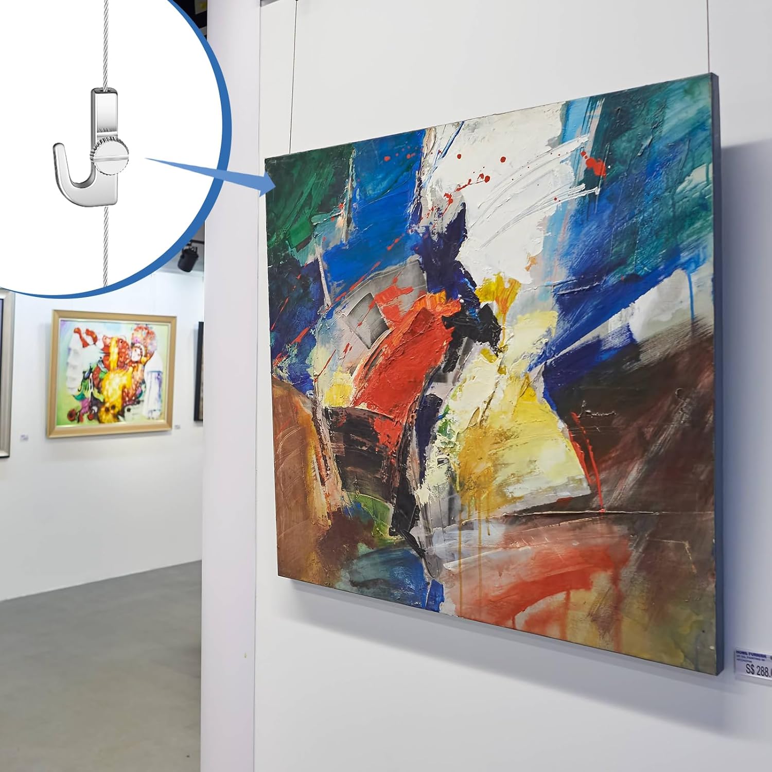 Adjustable Hooks for Gallery Picture Hanging System