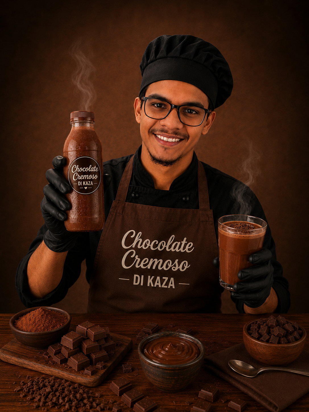 Chef apresentando Chocolate Cremoso Di Kaza