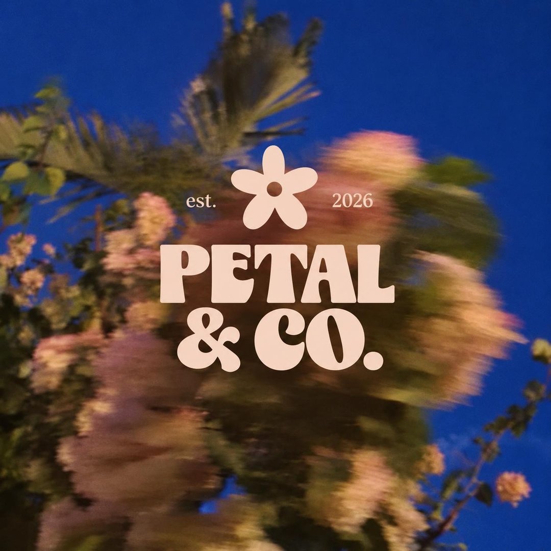 Petal & Co logo over colorful flowers