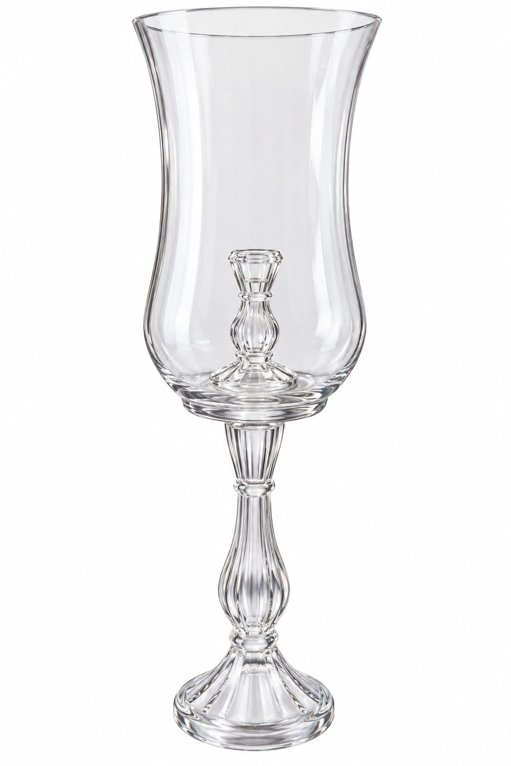 Tall Clear Glass Hurricane Candle Holder