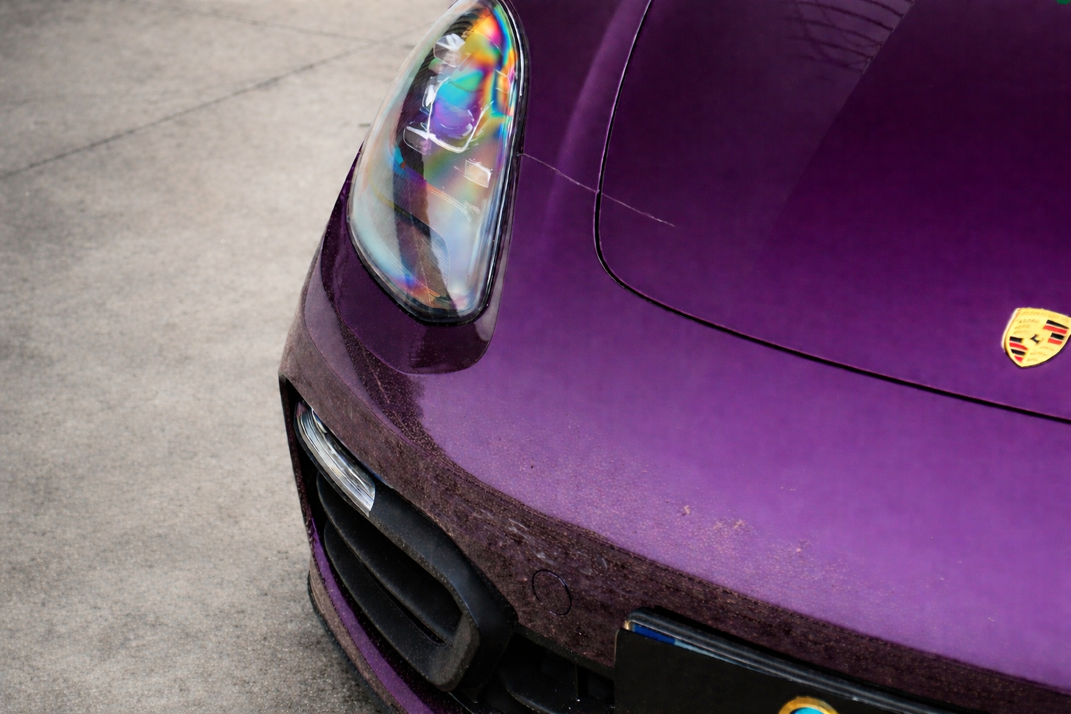Antes — Porsche com contaminação