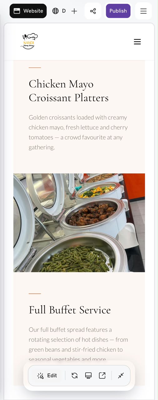 Buffet catering dishes ready to serve