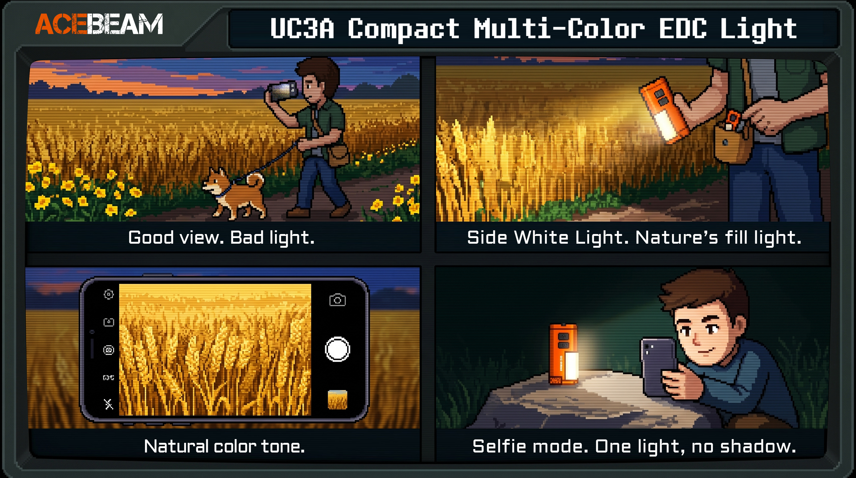 Photography fill light - natural color tone, selfie mode