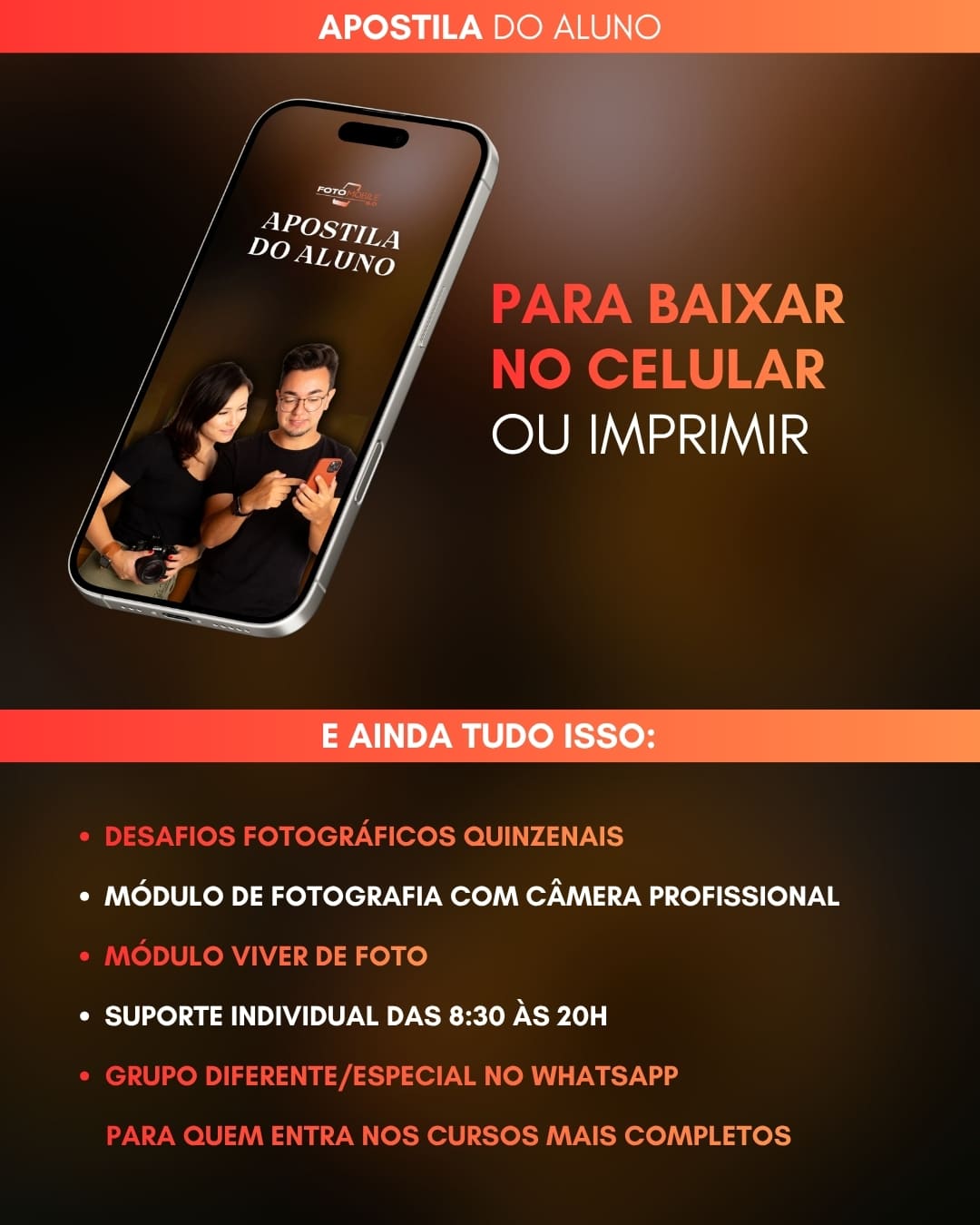 Apostila do Aluno para baixar no celular ou imprimir com desafios e suporte