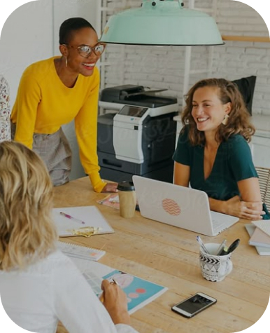 Team collaboration at desk