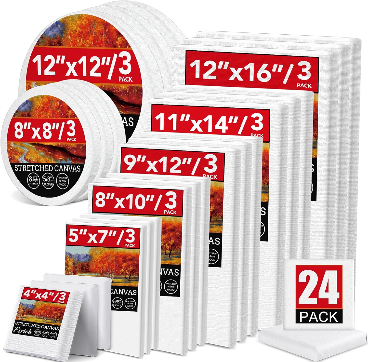 24 Pack Canvases for Beginners
