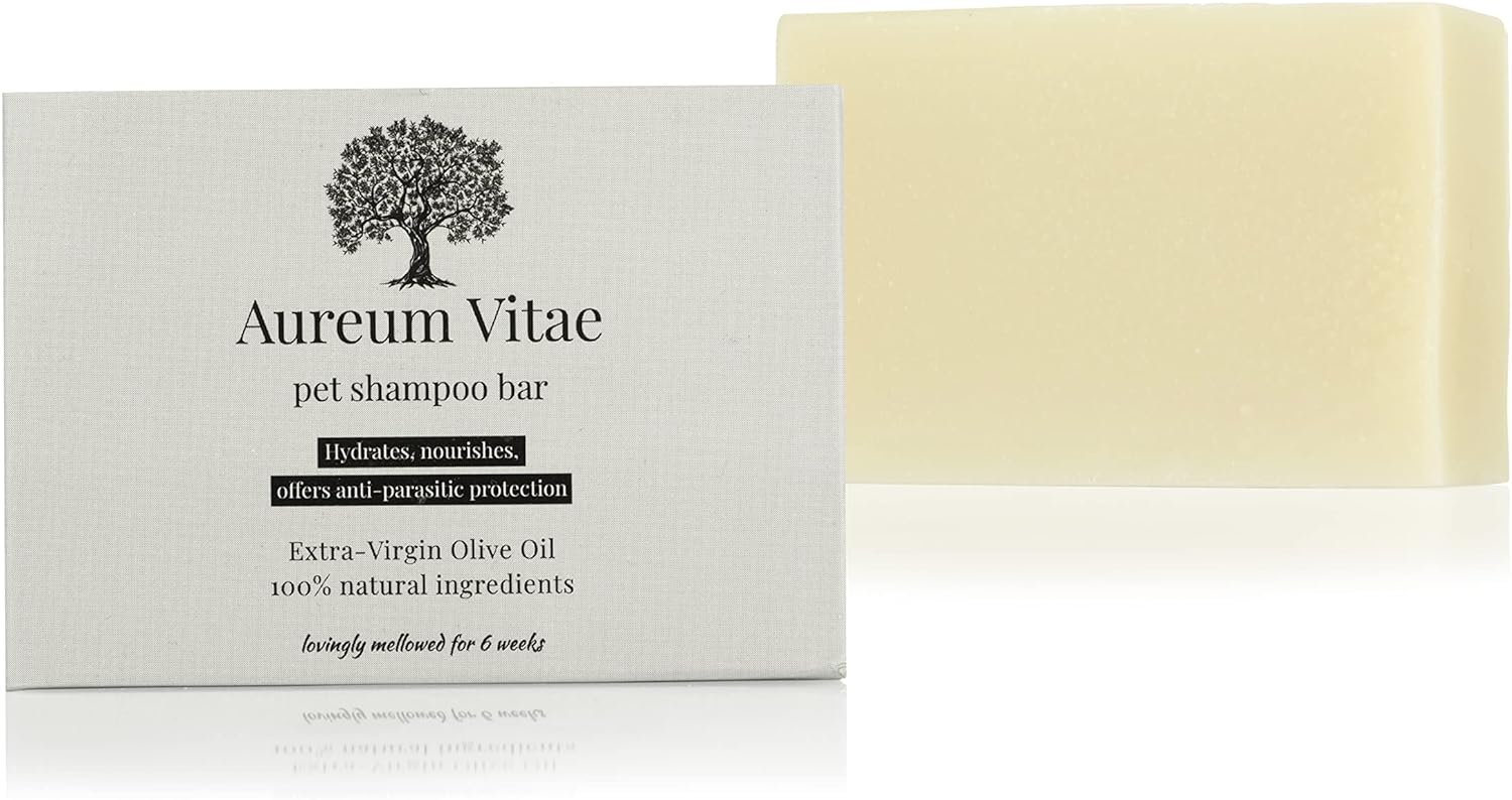 Aureum Vitae pet shampoo bar with extra-virgin olive oil