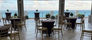 Elegant ocean view dining setup
