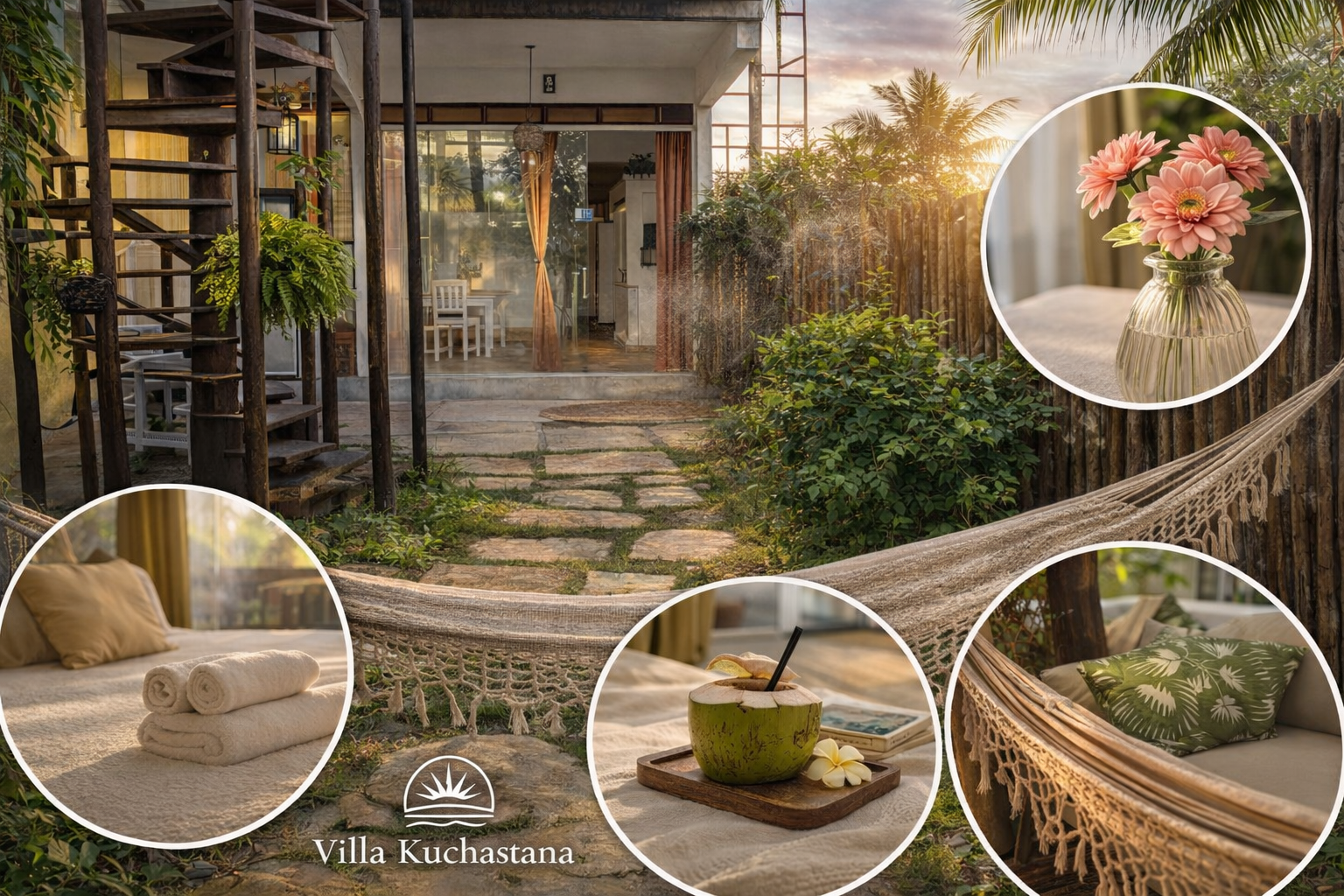 Jardim tropical com rede - Villa Kuchastana