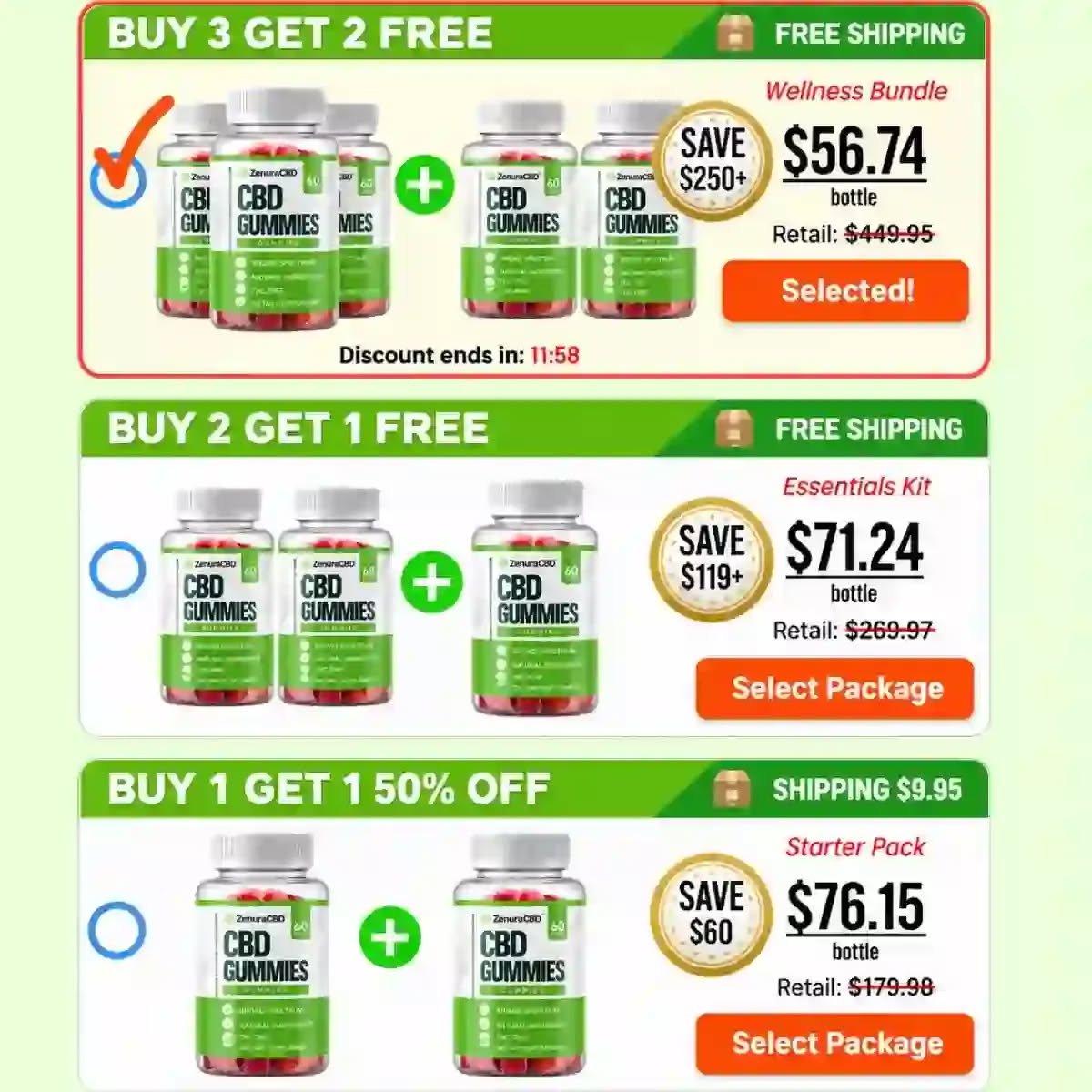 Zenuva CBD Gummies bundle offers including buy three get two free