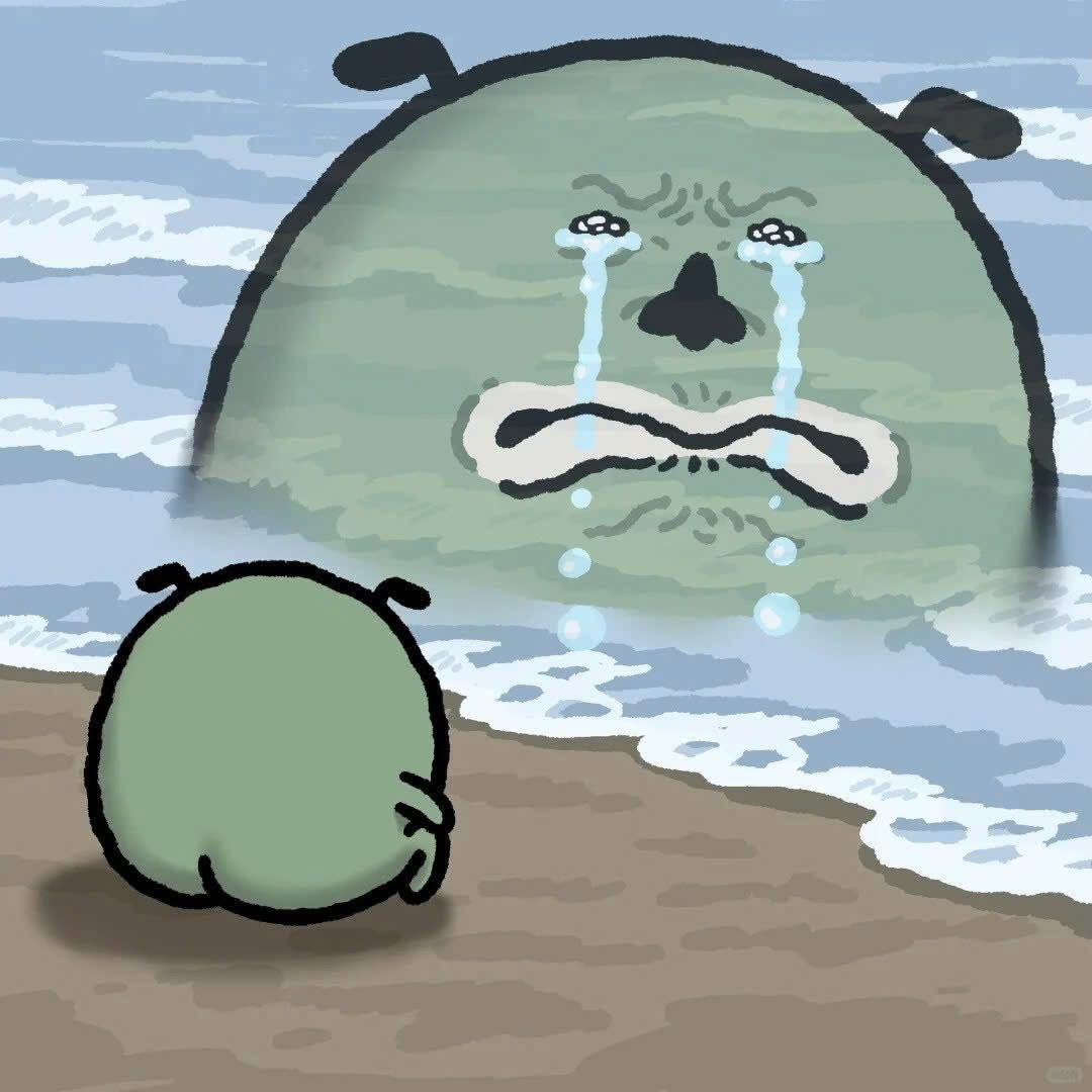 Gobonga at beach crying