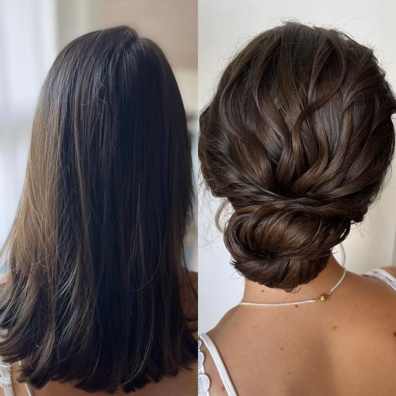 Hair transformation before and after elegant low bun