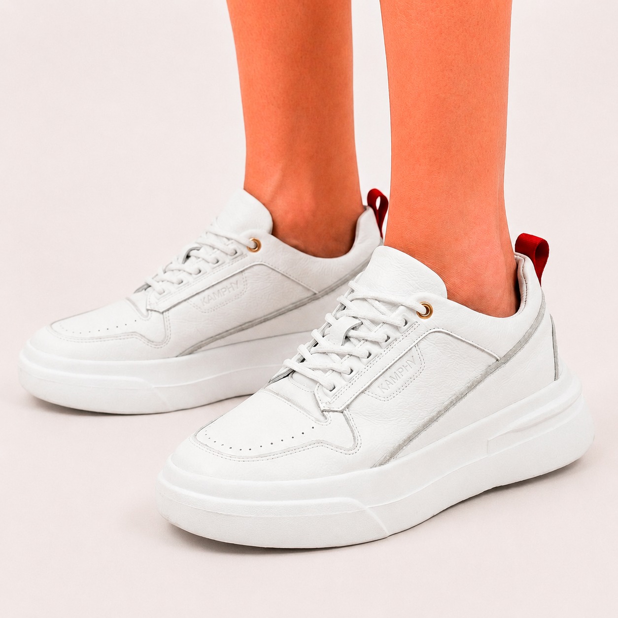 KAMPHY Apex Three — Pure White, worn on feet
