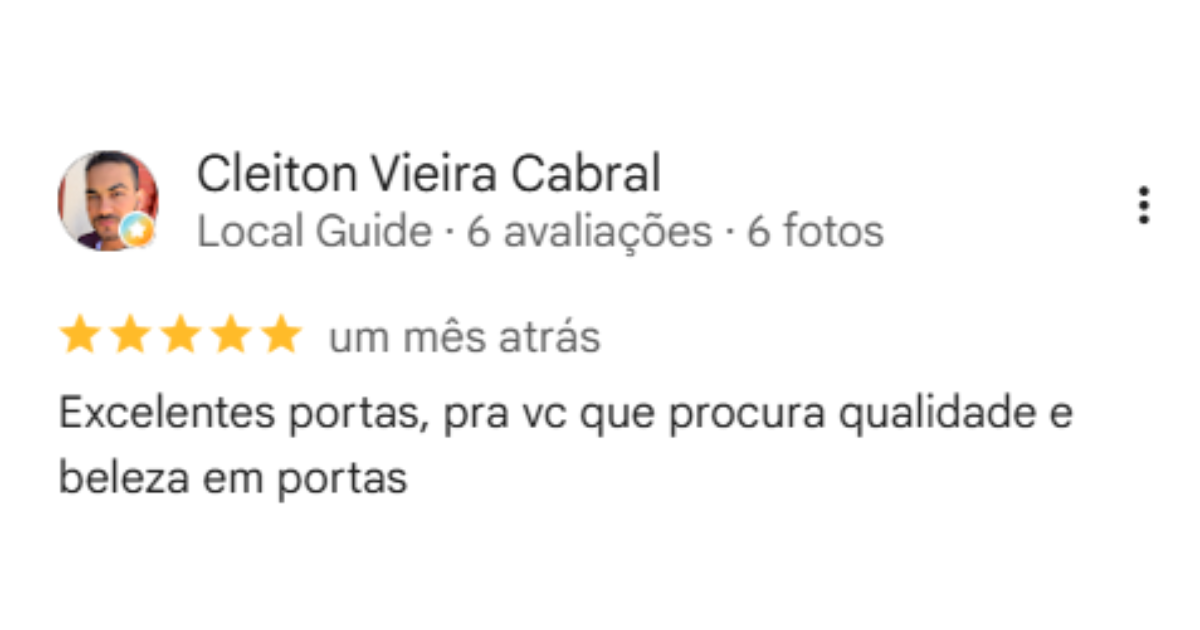 Avaliação de Cleiton Vieira Cabral sobre a Rei das Portas