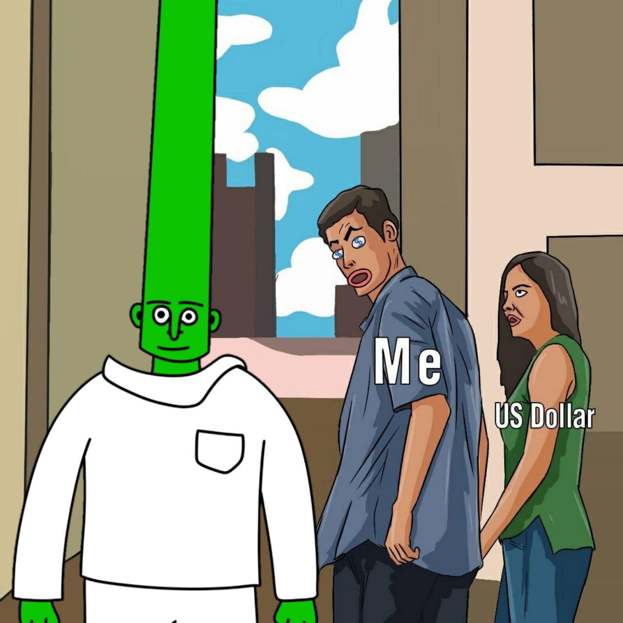 Distracted boyfriend meme with Fred