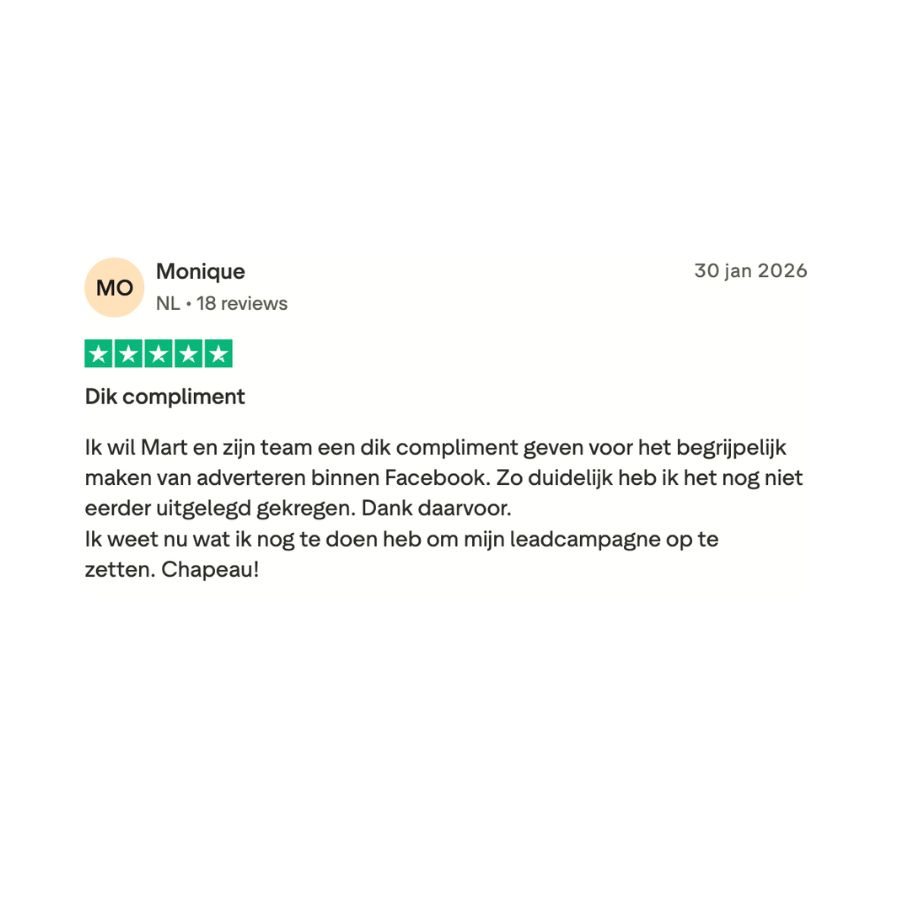 Trustpilot review van Monique - Dik compliment