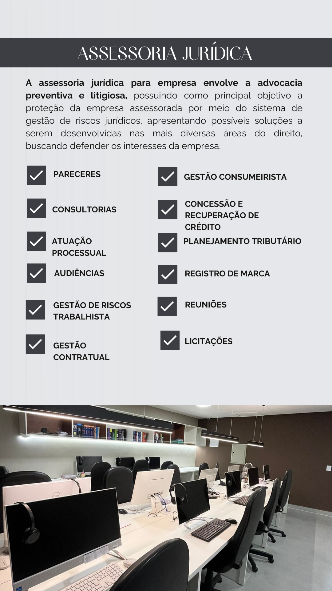 Sala de trabalho do escritório CBC Advocacia