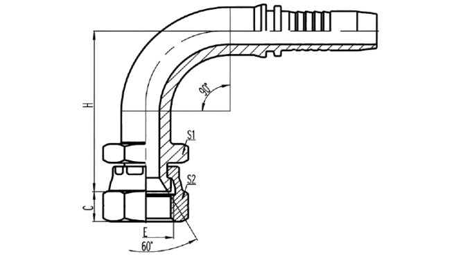 29691 - 90° JIS GAS FEMALE 60° CONE SEAT SEAL