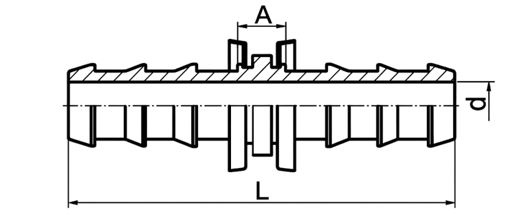 DOUBLE CONNECTOR SOCKETLESS FITTING