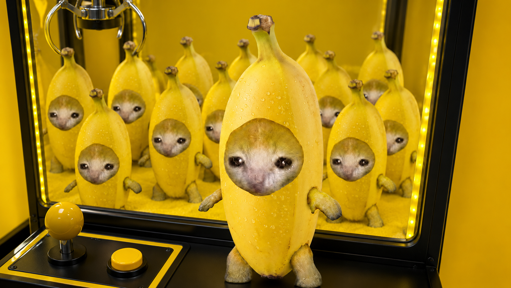 Banana cats in claw machine