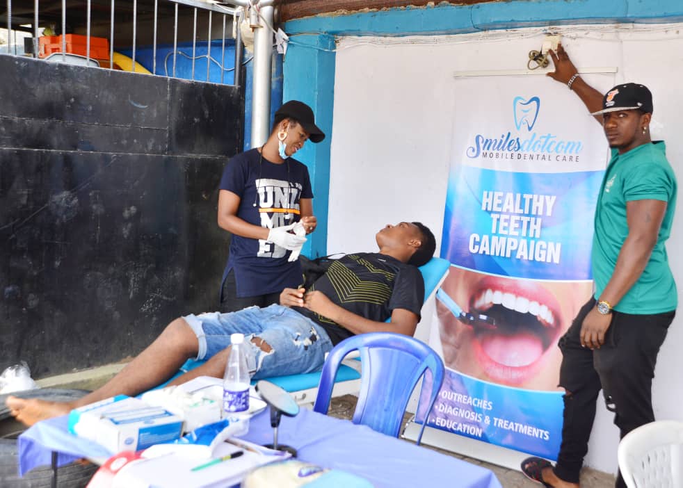 Dental station with Smilesdotcom Mobile Dental Care team