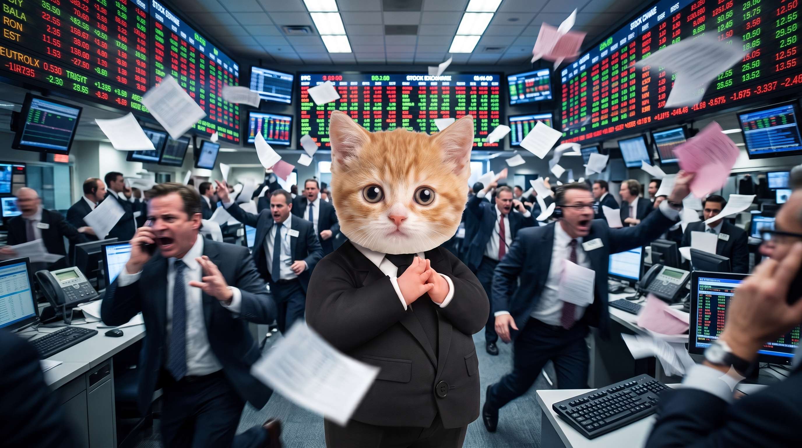 Stock market trading floor chaos — Catsuit