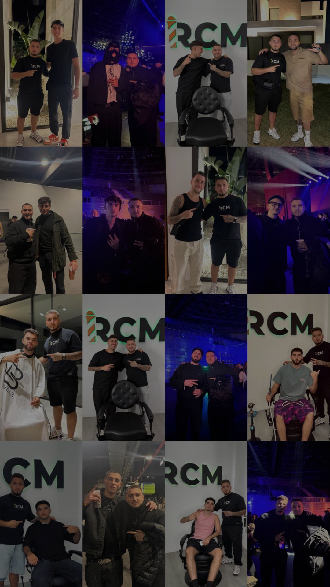 Collage de trabajos y clientes de RCM Barber