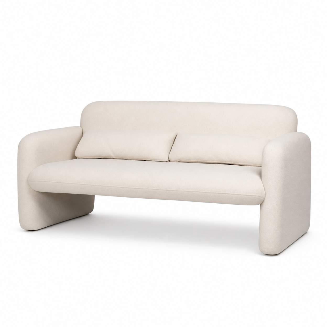 Кремовый bouclé loveseat с округлыми подлокотниками