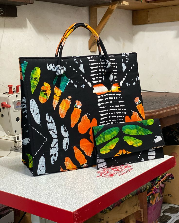 Black Floral Tote