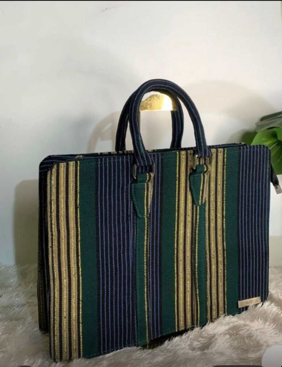 Green & Navy Striped