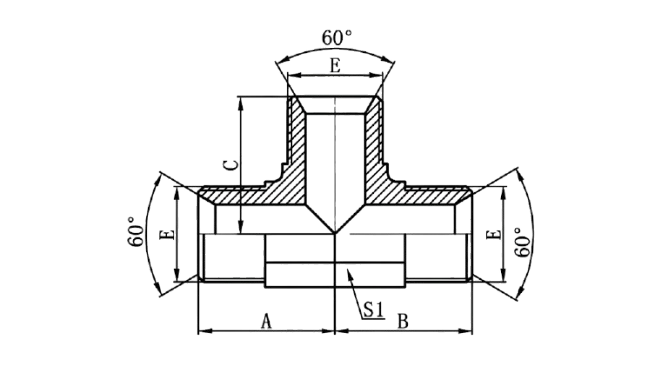 AB - BSP Male 60°Seat Tee